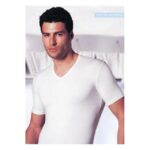 Moška majica na V izrez v beli barvi