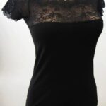 Ženska majica kratek rokav bombažna s čipko