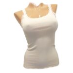 Ženska majica z ozkimi naramnicami (kanotirca) iz bombaža in svile