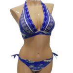 Ženske dvodelne kopalke, modrček trikotnik nepodložen, hlačke bikini.