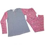 Ženska topla pižama dolg rokav s patentom