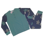 Ženska topla pižama dolg rokav s patentom iz okosmatenega bombaža