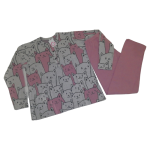 Ženska topla pižama dolg rokav brez patenta iz okosmatenega bombaža