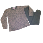 Ženska topla pižama dolg rokav s patentom iz okosmatenega bombaža