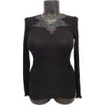 Ženska majica dolg rokav s čipko iz volne in svile