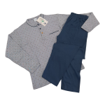 Moška pižama dolg rokav iz toplega bombaža (interlock)