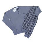 Moška pižama dolg rokav iz toplega bombaža (interlock)