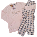 Ženska pižama dolg rokav toplejša iz 100% bombaža (interlock) z patentom