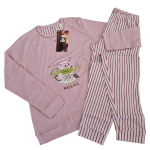 Ženska pižama dolg rokav toplejša iz 100% bombaža (interlock) s patentom