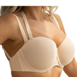 Samostoječ modrček s prozornim trakom na hrbtu. Košarice od C do G