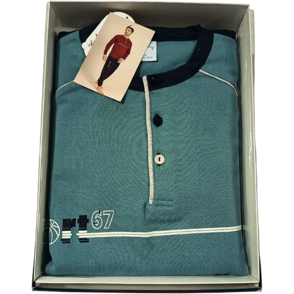 Moška pižama dolg rokav iz toplega bombaža (interlock) Moške pižame trgovinamacek 2