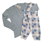 Ženska pižama dolg rokav toplejša iz 100% bombaža (interlock) s patentom