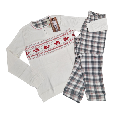 Ženska pižama dolg rokav toplejša iz 100% bombaža (interlock) s patentom Jesen-zima trgovinamacek