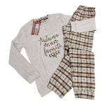 Ženska pižama dolg rokav toplejša iz 100% bombaža (interlock) s patentom