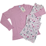 Ženska pižama dolg rokav tanka iz 100% bombaža