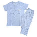 Ženska pižama kratek rokav in 3/4 hlače iz 100% tankega bombaža