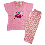 Ženska pižama kratek rokav in 3/4 hlače iz 100% tankega bombaža