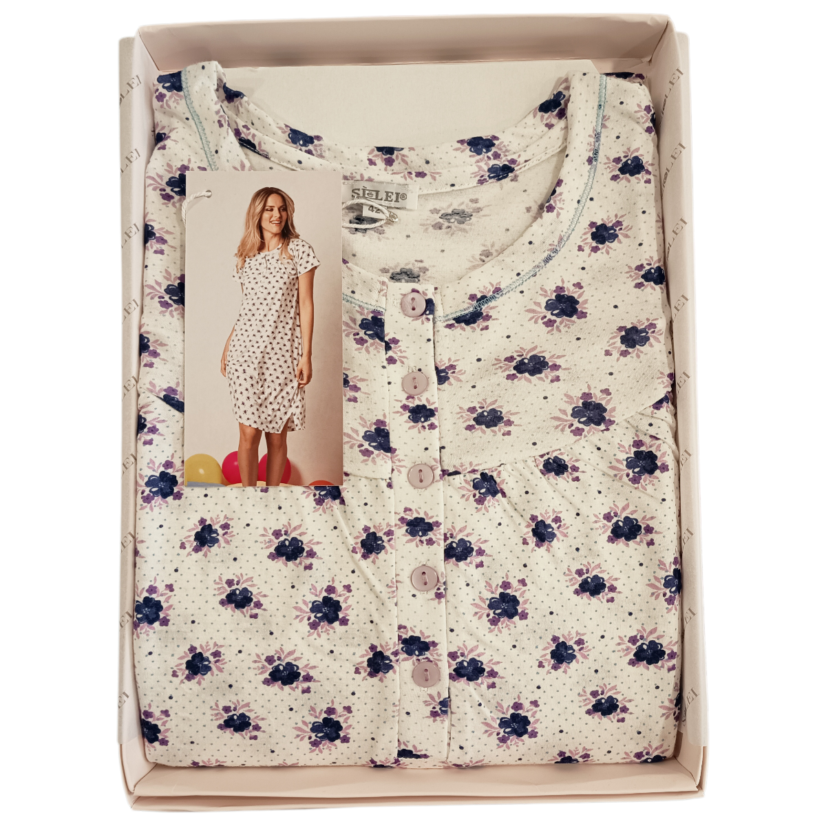 Ženska spalna srajca kratek rokav iz 100% tankega bombaža – dolžina do kolen Pomlad-poletje trgovinamacek 2