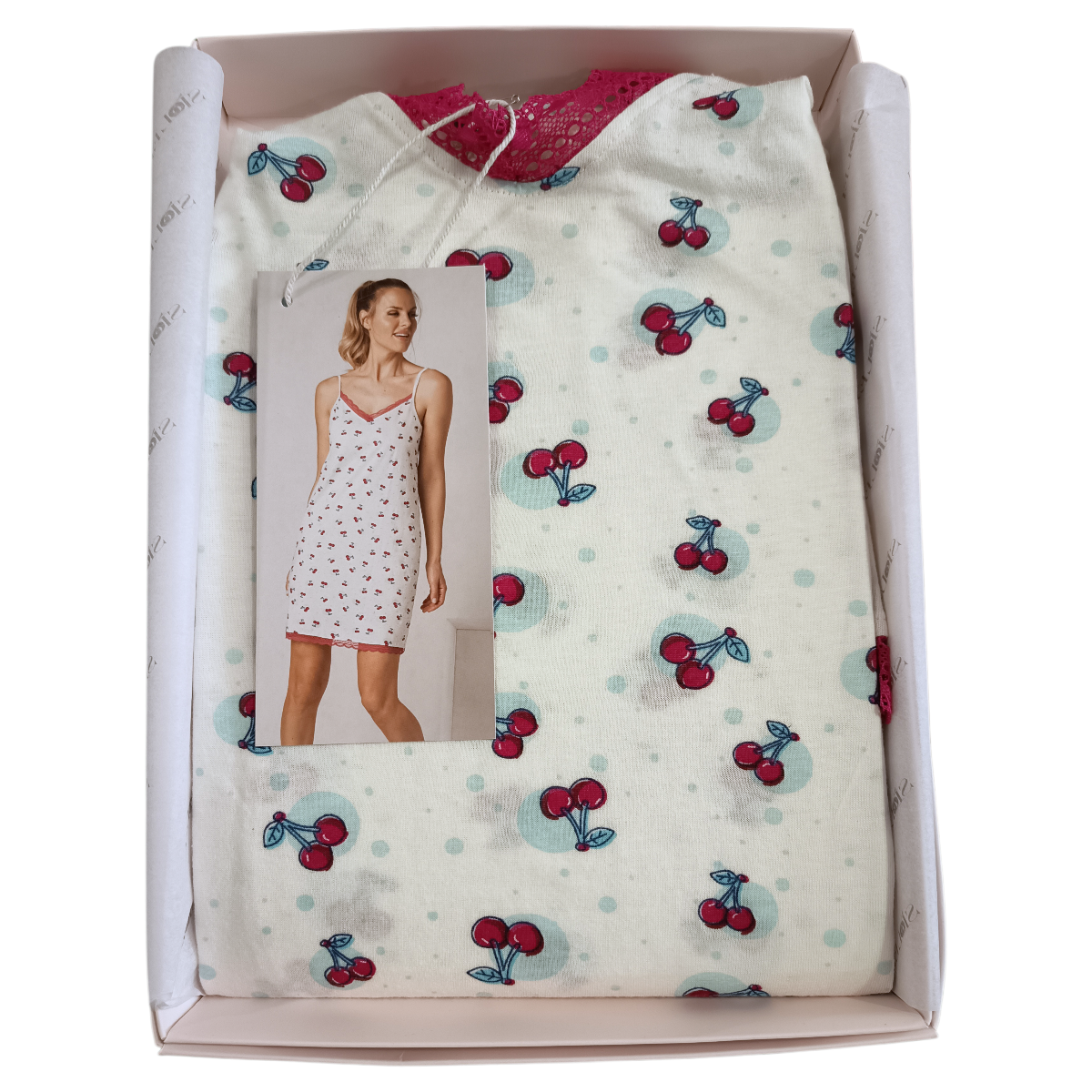 Ženska spalna srajca na ozke naramnice iz 100% tankega bombaža Pomlad-poletje trgovinamacek 2