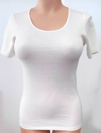 Ženska majica kratek rokav iz mešanice volne, akrila. Bombažna na notranji strani Spodnje perilo iz volne trgovinamacek