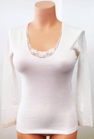 Ženska majica polpuli s čipko narejena iz mešanice akrila in volne Spodnje majice kratek - dolg - 3/4 rokav in puliji trgovinamacek
